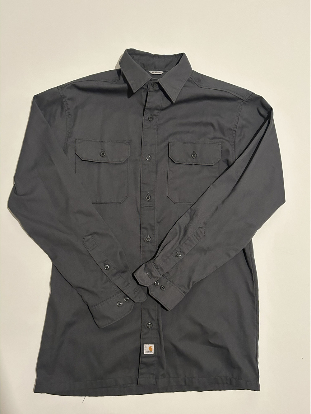 Carhartt S224 DKG Mens Relaxed Fit Work Shirt Gray Long Sleeve Button Up Medium